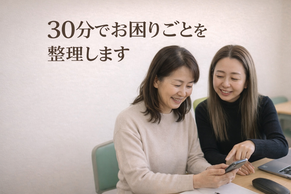30分でお困りごとを整理します