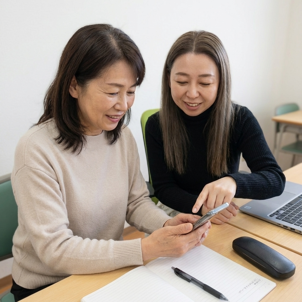 笑顔で相談に乗る様子
