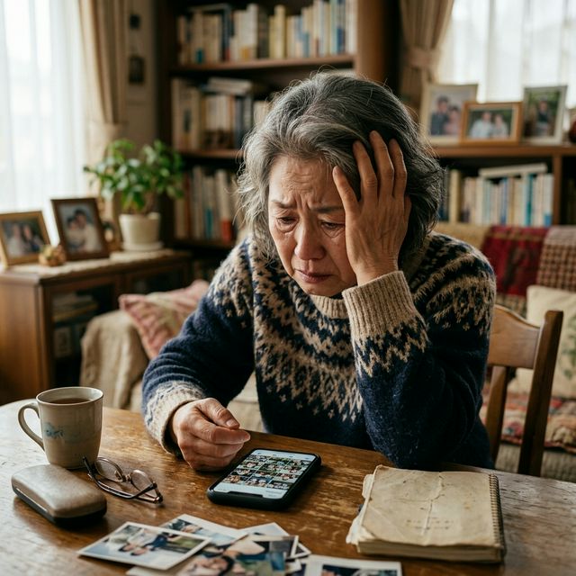 写真が見つからず困っている様子